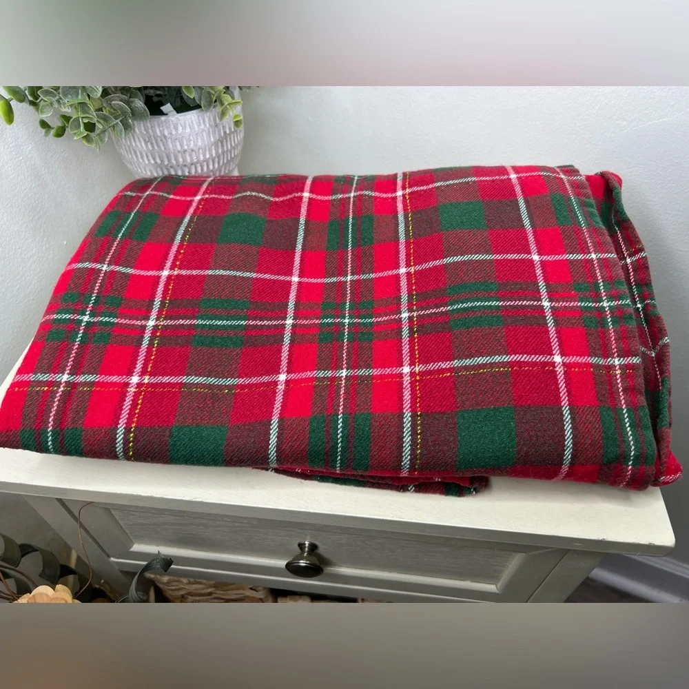 Red, Green, White with Gold Shimmer Tablecloth